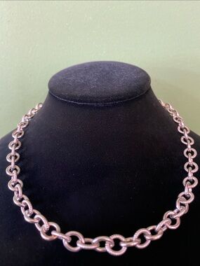 Judith Ripka Classic Silver 925  Chain Link Necklace magnetic clasp